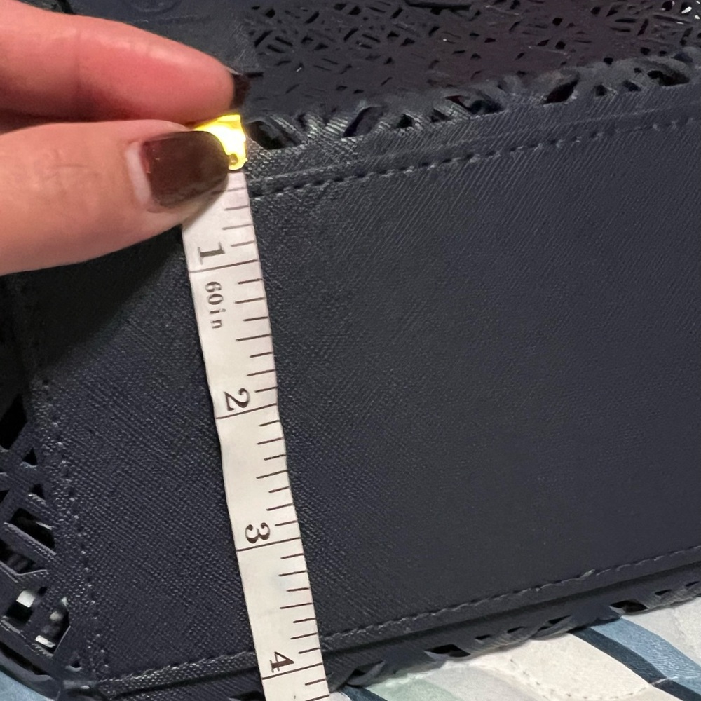 TORY BURCH EUC Dark Blue Perforated Tote - Picture 10 of 10